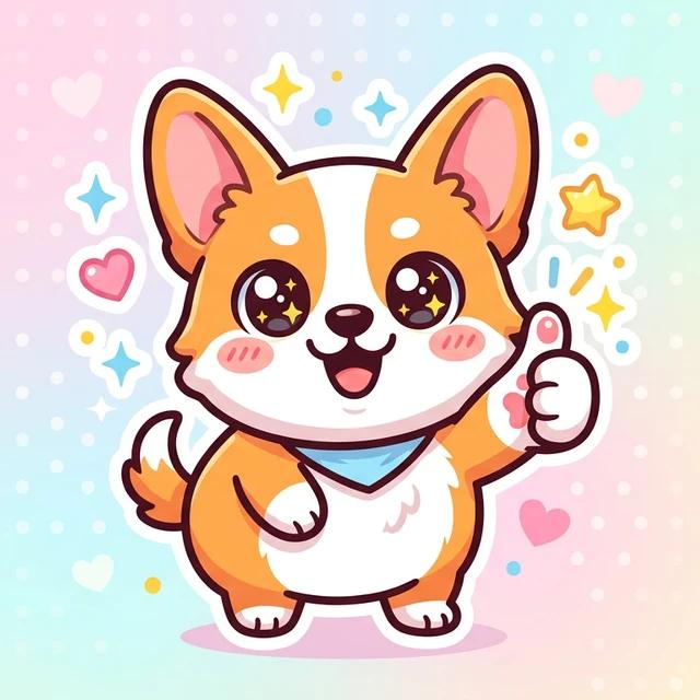 AI 生成 LINE 貼圖範例:開心比讚